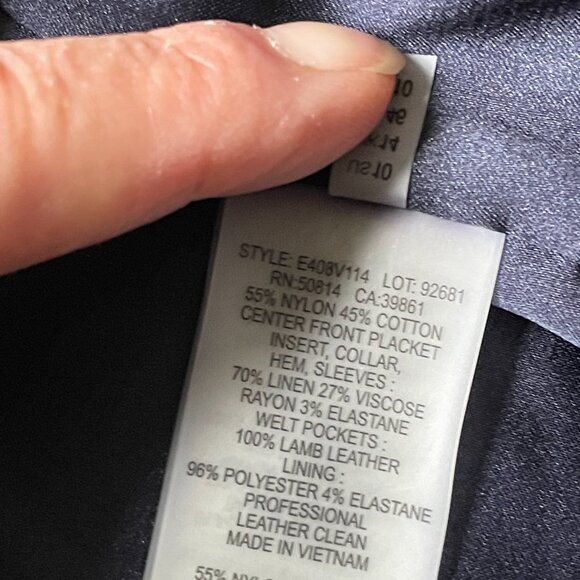 Elie Tahari Black Blazer Jacket Leather Trimmed Linen/Cotton- Size 10 - Picture 10 of 12